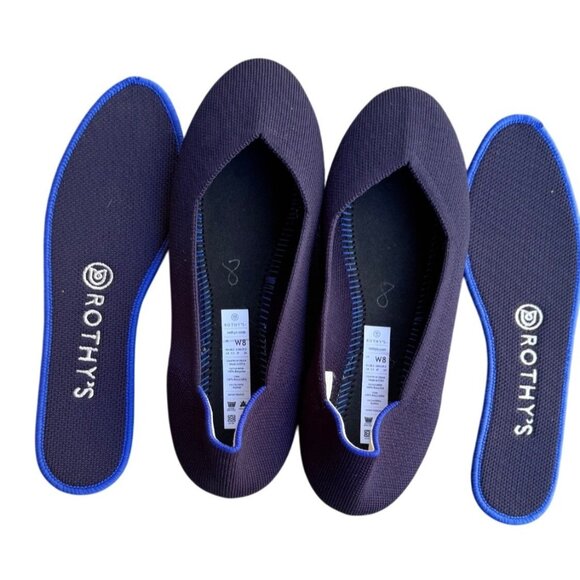 Rothys Round Toe Shoes Maritime Navy Blue Halo Loafer Slip On Ballet Flat Sz 8 - Picture 8 of 8